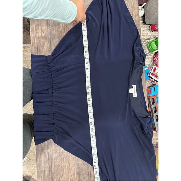 Coldwater Creek Dolman Sleeve Ruched Tie Waist Blouson Dress Navy Blue Size 10 - Picture 14 of 14